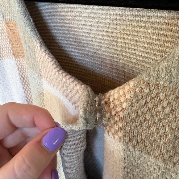 Liz Claiborne Plaid Fall Cardigan Long Soft Sweater Barncore Modest Neutral 2X - Picture 6 of 11